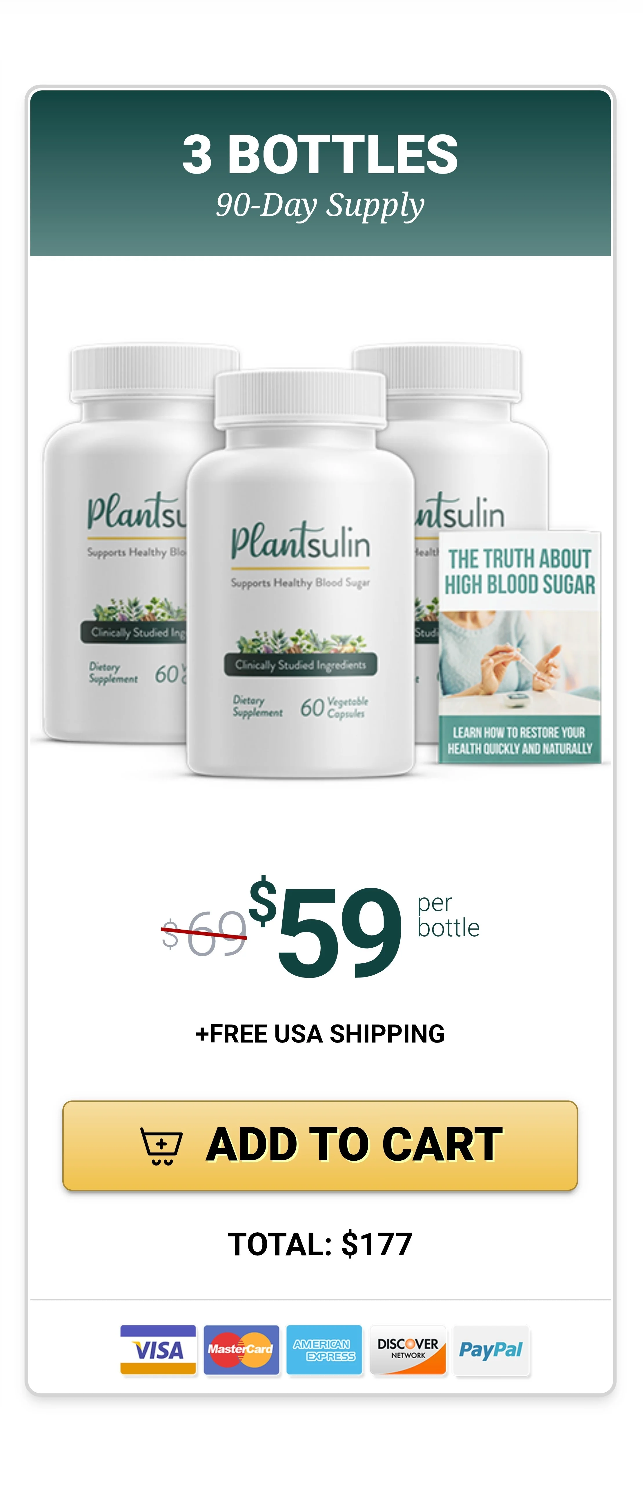 Plantsulin™ 3 bottles pricing